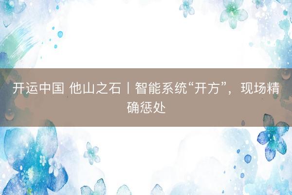 开运中国 他山之石丨智能系统“开方”，现场精确惩处