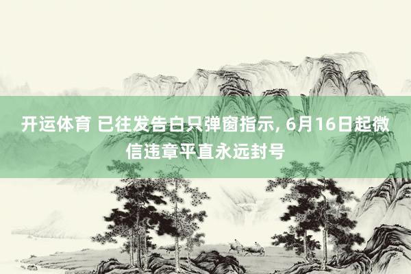 开运体育 已往发告白只弹窗指示， 6月16日起微信违章平直永远封号